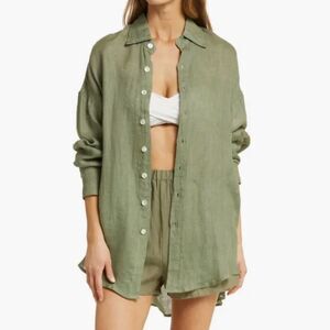 Olive Green Women's Button-Up Shirt